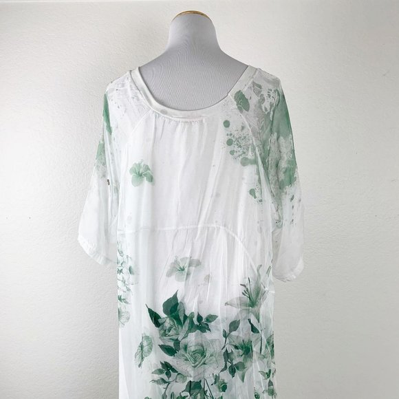 Scandal Italy Dress Flowy 3/4 Sleeve Roses Tunic - Picture 10 of 13